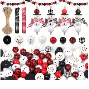 Christmas Snowman Wooden Garland DIY Beads